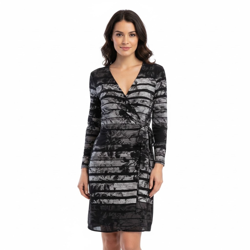 BCBGMaxAzria Knee Length Wrap Dress with 3/4 Sleeves